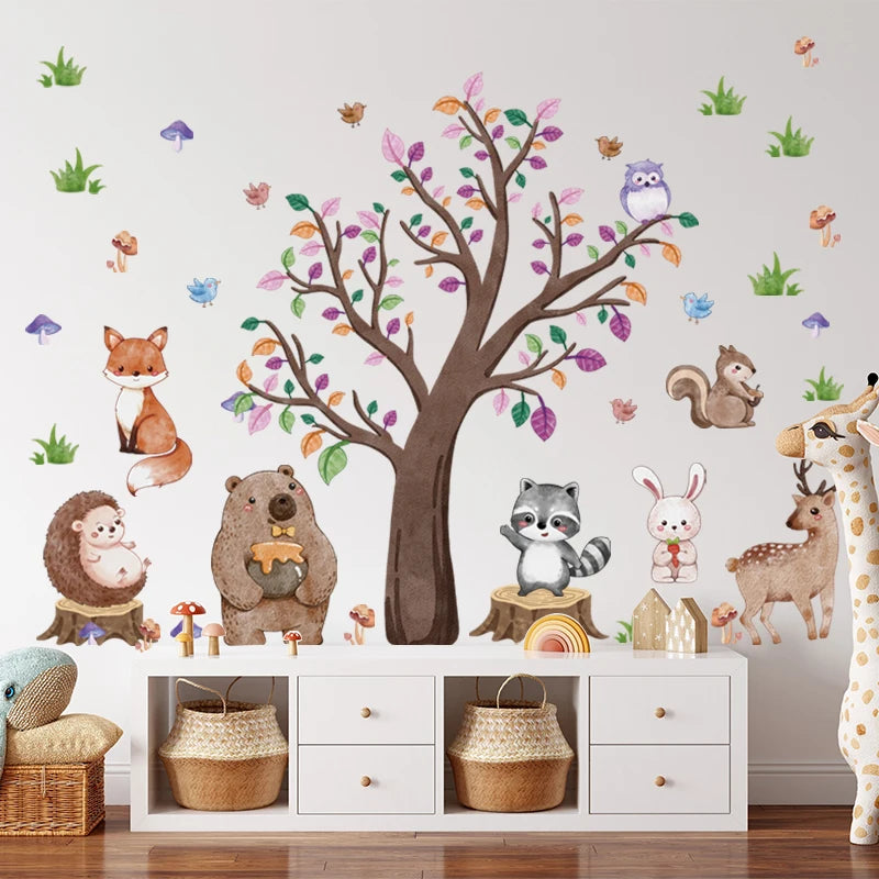 Safari Jungle Woodland Animals Wall Decals Wall Stickers for Boys Girls Baby Nursery Kids Bedroom Living Room Classroom Decor-HomeDecorDecals_com