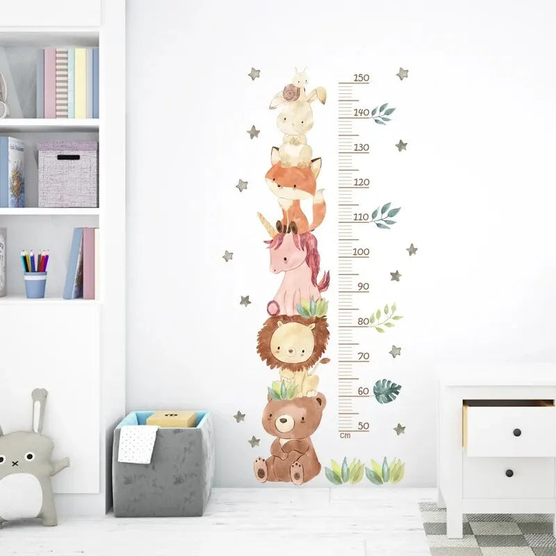 Cute Unicorn Animals Height Measurement Wall Stickers for Kids Room Bedroom Nursery Home Decoration Wall Decals-HomeDecorDecals_com