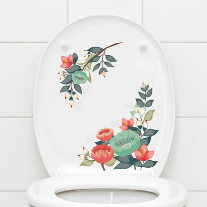 Green Plant Leaves Bathroom Toilet Sticker WC Closestool Wall Sticker Self Adhesive Mural Beautify Flower Home Decoration Decals-HomeDecorDecals_com
