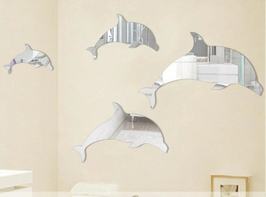 Dolphin 3D Mirror Acrylic Wall Decal | Home Decor removable peel and stick wall decal by HomeDecorDecals.