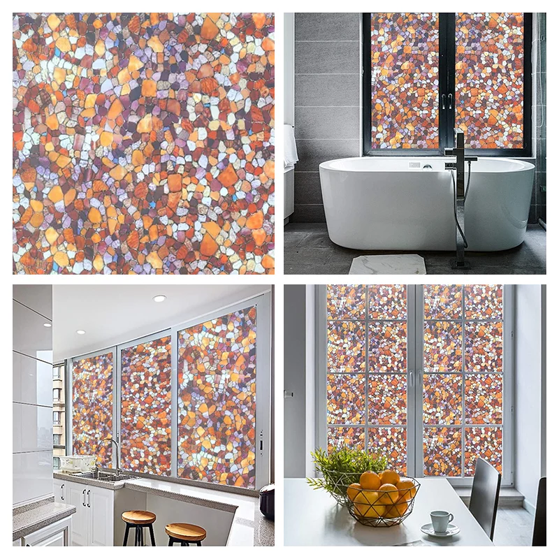 Window Privacy Film Adhesive Film Static Clings 3D Decorative Flower Window Film Stained Vinyl Glass Christmas Window Sticker-HomeDecorDecals_com