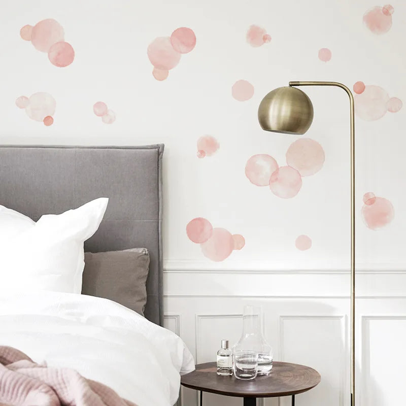 Pink Polka Dot Wall Decal | Home Decor displayed in room decor by HomeDecorDecals.
