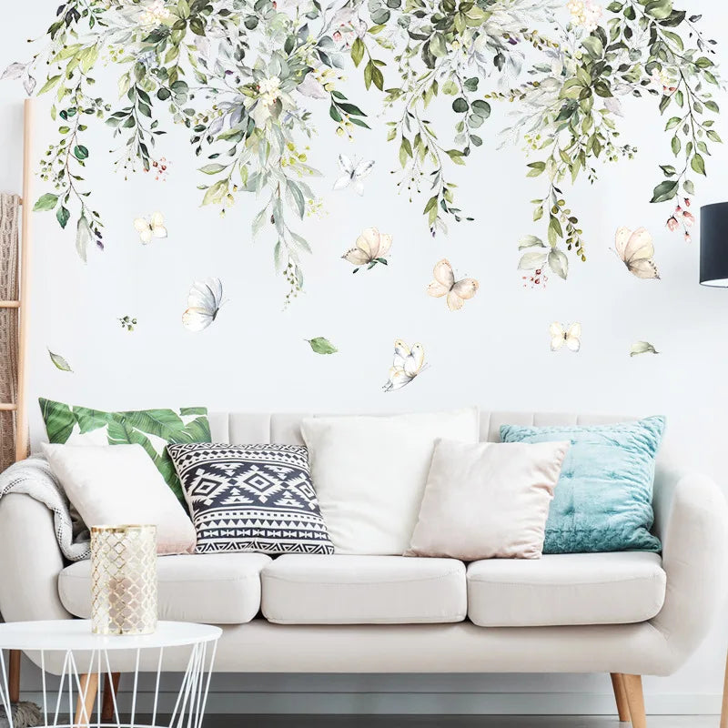 Close-up view of Branch and Butterflies Removable Wall Decal | Home Decor by HomeDecorDecals.