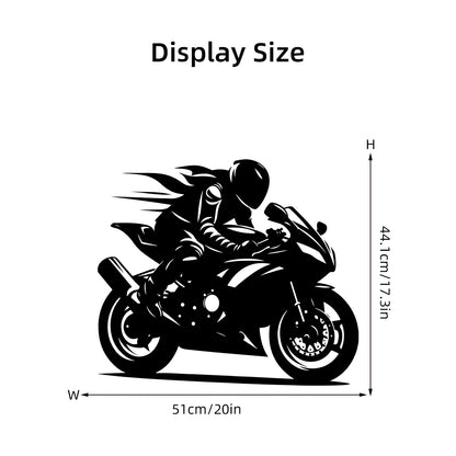 Motorcycle Rider Silhouette Wall Decal | Room Decor displayed in room decor by HomeDecorDecals.