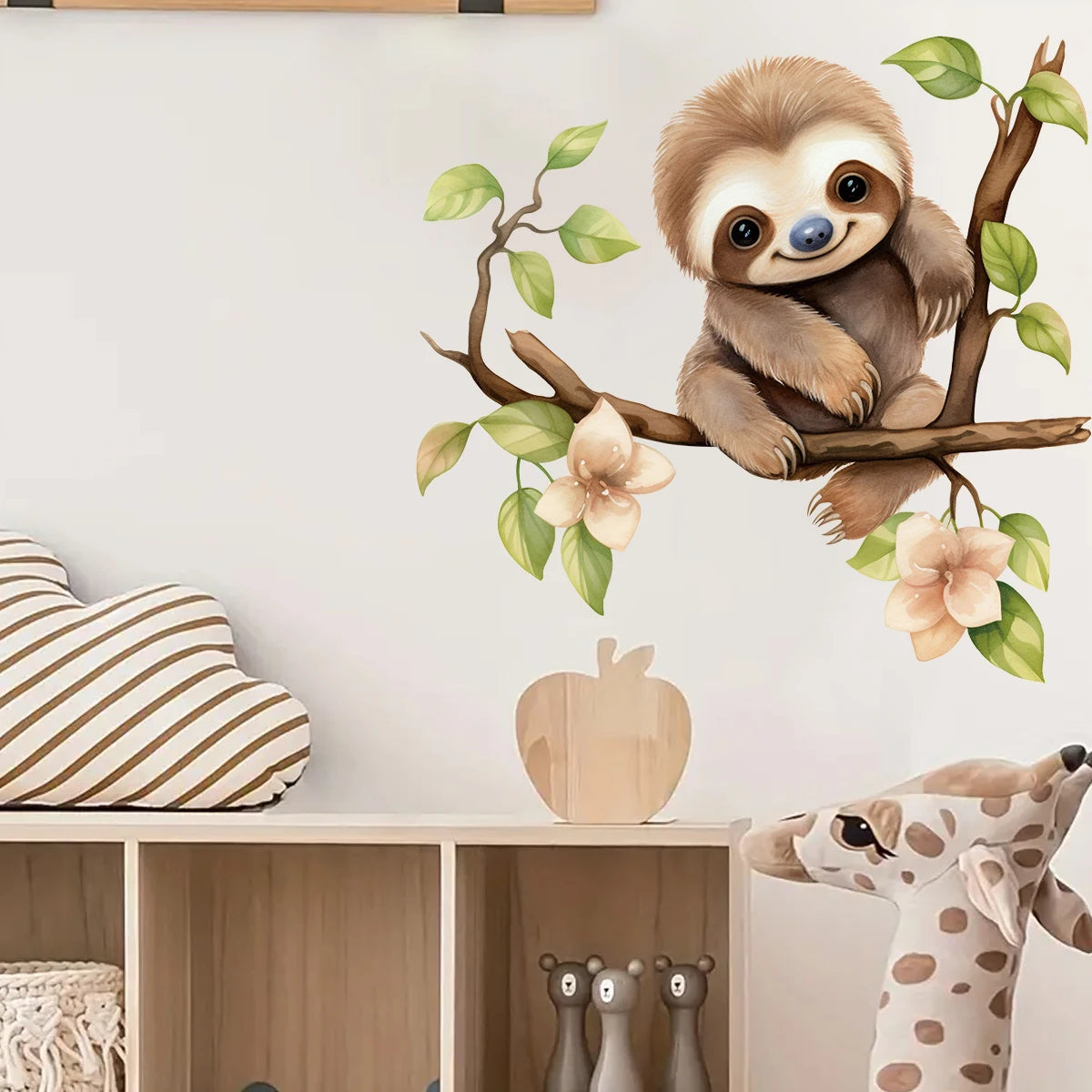 1Pc Cartoon Sloth on Branch Cute Animal Wall Stickers Kids Room Wall Decals Living Baby Room Decor Bedroom Child Home Decoration-HomeDecorDecals_com