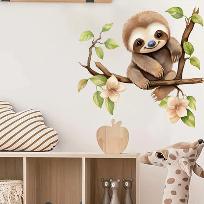 1Pc Cartoon Sloth on Branch Cute Animal Wall Stickers Kids Room Wall Decals Living Baby Room Decor Bedroom Child Home Decoration-HomeDecorDecals_com
