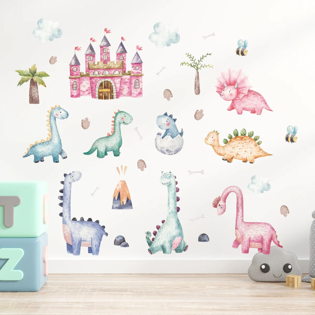 1pcs Waterproof Removable Wall Stickers for Kids Room Decor Cartoon Cute Dinosaur Wall Decals for Bedroom Decoration Home-HomeDecorDecals_com