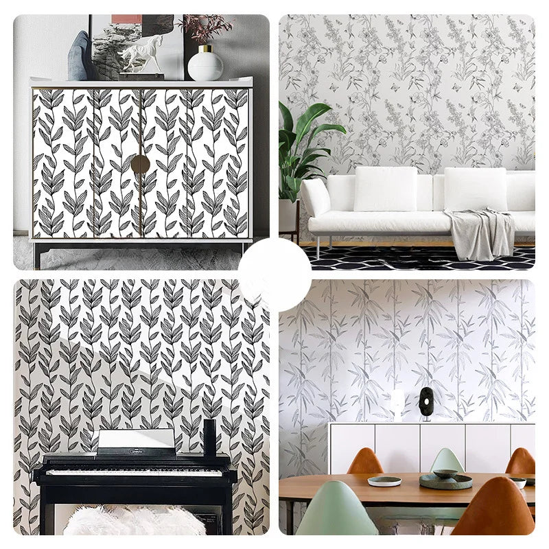Green White Leaves Wallpaper | Home Decor home decor design by HomeDecorDecals.
