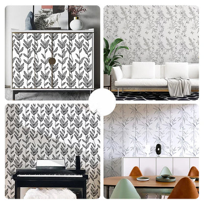 Green White Leaves Wallpaper | Home Decor home decor design by HomeDecorDecals.