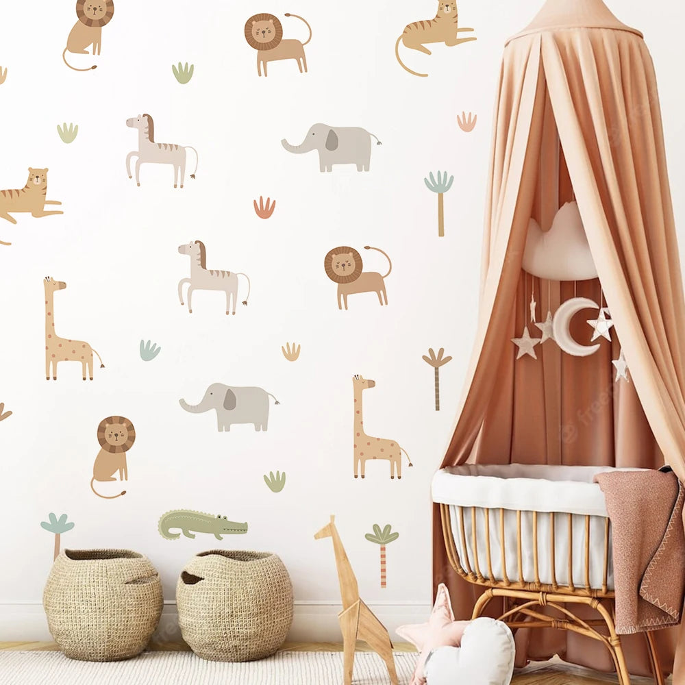 Cartoon Safari Animals Wall Decal | Room Decor by HomeDecorDecals.