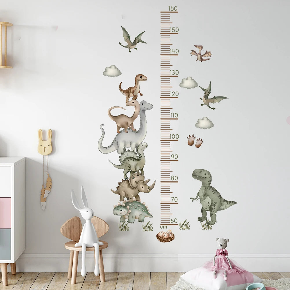 Cartoon Dinosaur Height Stickers Baby Daycare Children's Room Art Stickers Home Decoration-HomeDecorDecals_com