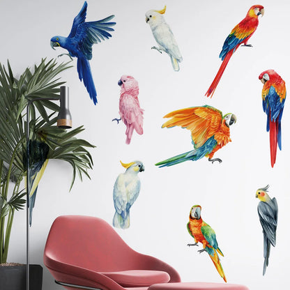 Hand-painted style Birds Wall Stickers Parrot Decal for Kids Nursery Bedroom Living Room Decor Art Removable Murals Wall Posters-HomeDecorDecals_com