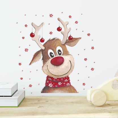 Christmas Smiling Reindeer Wall Decal | Home Decor by HomeDecorDecals.