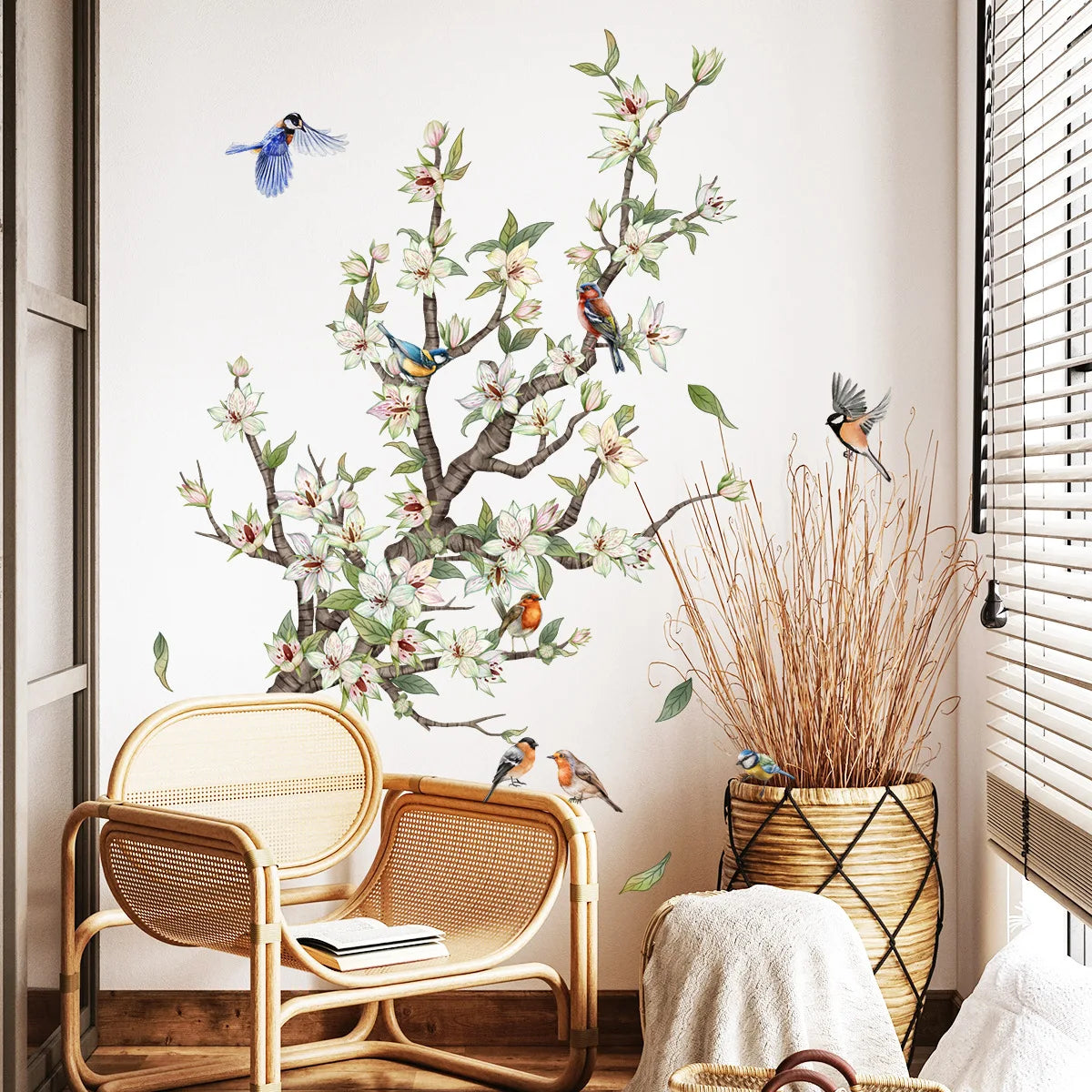 Tree Branch Bird and Butterfly Wall Decal | Home Decor removable peel and stick wall decal by HomeDecorDecals.