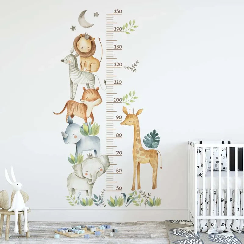 3PC Cartoon Animal Height Ruler Wall Stickers for Waterproof Removable PVC Kids Room Kindergarten Home Decoration-HomeDecorDecals_com