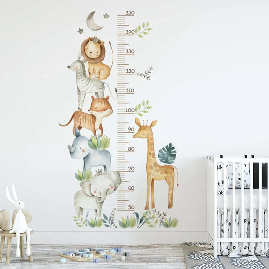 3PC Cartoon Animal Height Ruler Wall Stickers for Waterproof Removable PVC Kids Room Kindergarten Home Decoration-HomeDecorDecals_com