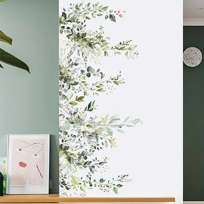 2pcs Plant Vine Flower Green Leaf Self-Adhesive Wall Stickers Removable Decorative Decal for Home Living Room Bedroom Background-HomeDecorDecals_com