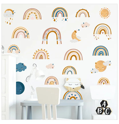 1x Cartoon Arch Rainbow DIY Wall Stickers for Baby Room Kids Bedroom Nursery Window Decor Removable PVC Decals Home Pieces Mural-HomeDecorDecals_com