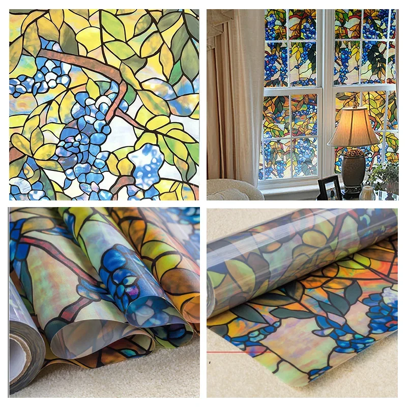 Window Privacy Film Adhesive Film Static Clings 3D Decorative Flower Window Film Stained Vinyl Glass Christmas Window Sticker-HomeDecorDecals_com