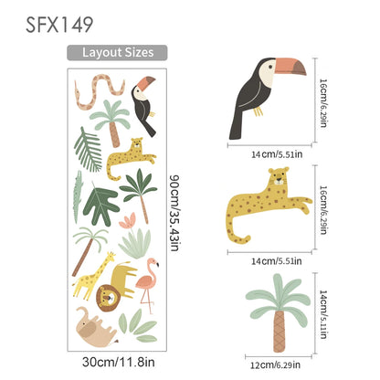 Cartoon Safari Animals Wall Decal | Room Decor decorative wall feature by HomeDecorDecals.