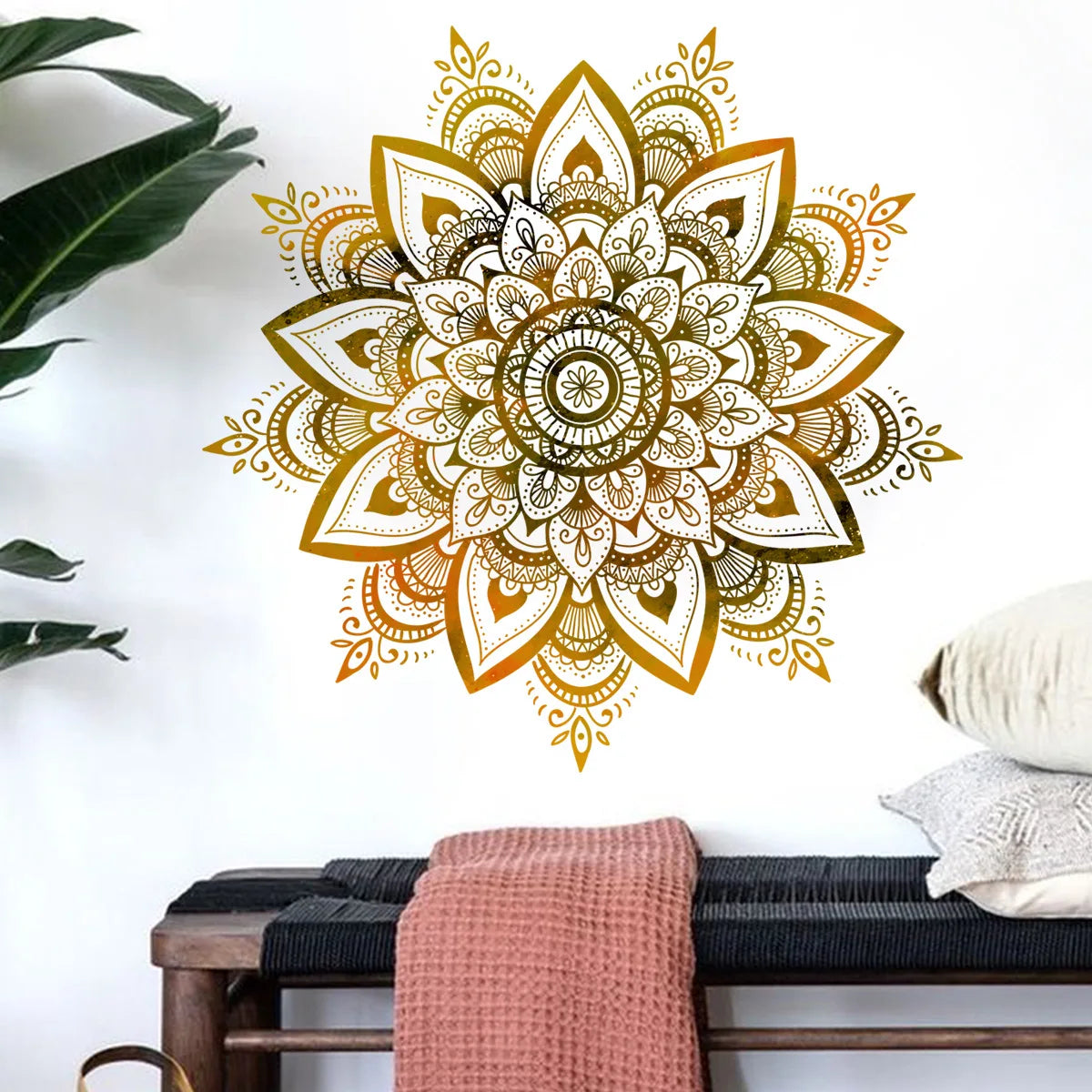 Detailed look at Mandala Lotus Flower Mural Wall Decal | Home Decor by HomeDecorDecals.