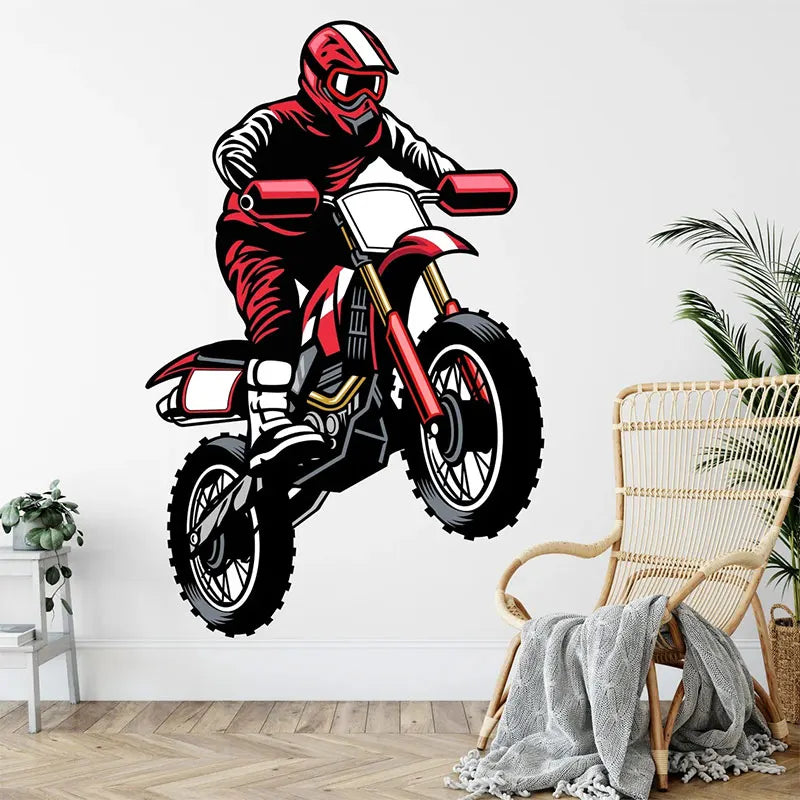 Motocross Dirt Bike Wall Decal Boys Bedroom Playroom Home Decoration Motorbike Extreme Sport Art Window Sticker Mural-HomeDecorDecals_com