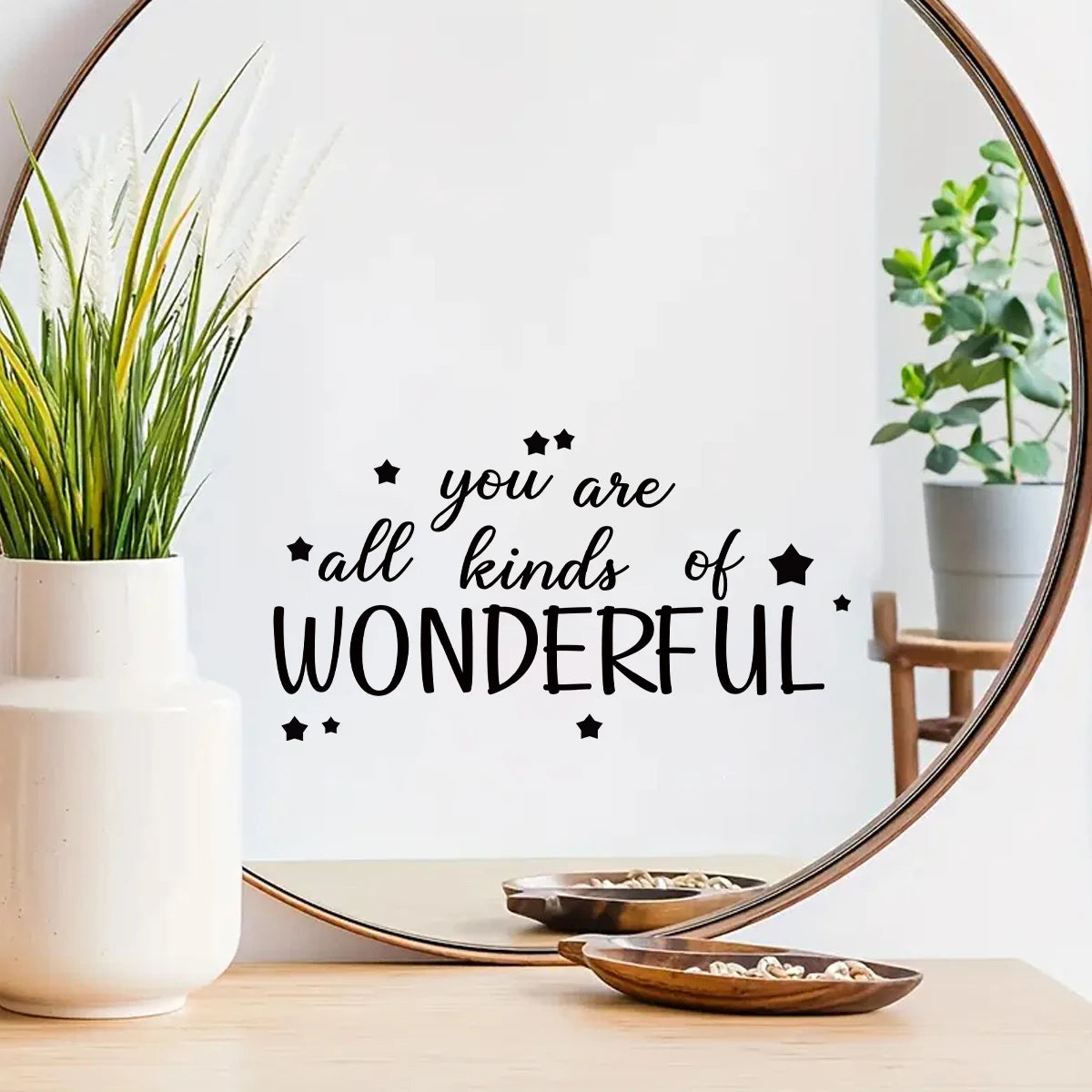 Text Wall Mirror Decal | Home Decor design details by HomeDecorDecals.