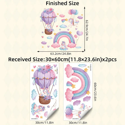 Rainbow Hot Air Balloon Unicorn Star Cloud Love Wall Decal Self-Adhesive Sticker for Girl's Bedroom Dormitory Decor-HomeDecorDecals_com