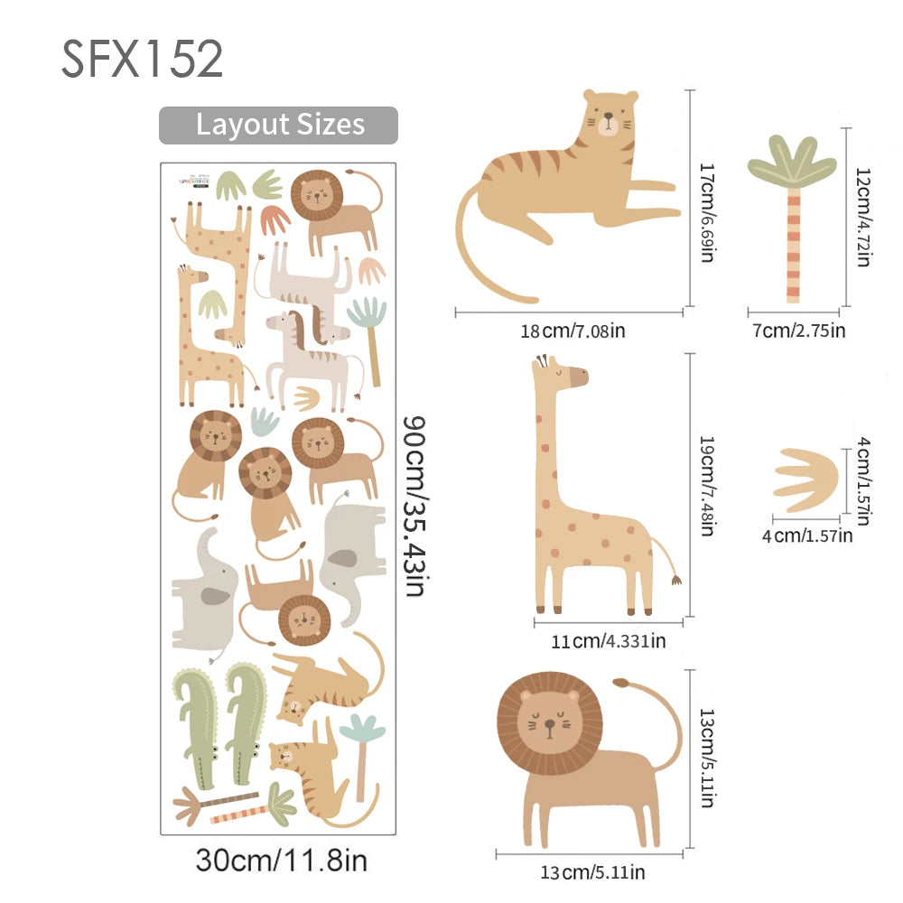 Alternative angle of Cartoon Safari Animals Wall Decal | Room Decor by HomeDecorDecals.