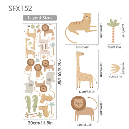 Alternative angle of Cartoon Safari Animals Wall Decal | Room Decor by HomeDecorDecals.