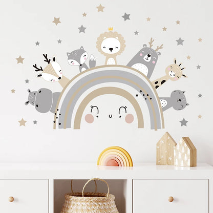Cartoon Lion Bunny Forest Animals Wall Stickers for Children's Room Kids Room Bear Wall Decals for Baby Nursery Room Bedroom-HomeDecorDecals_com