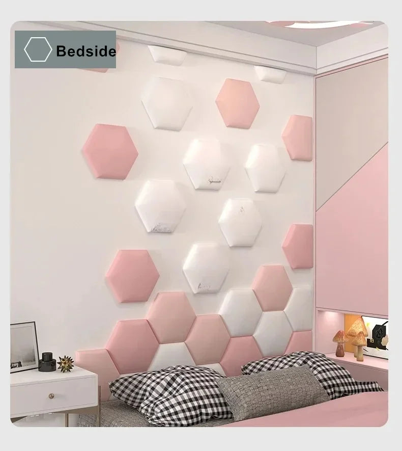 Anticollision Hexagonal Headboard Panel | Room Decor displayed in room decor by HomeDecorDecals.