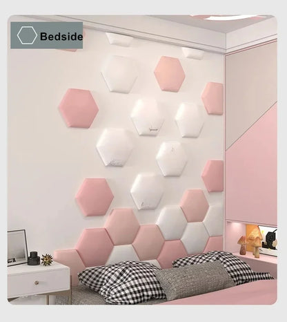 Anticollision Hexagonal Headboard Panel | Room Decor displayed in room decor by HomeDecorDecals.