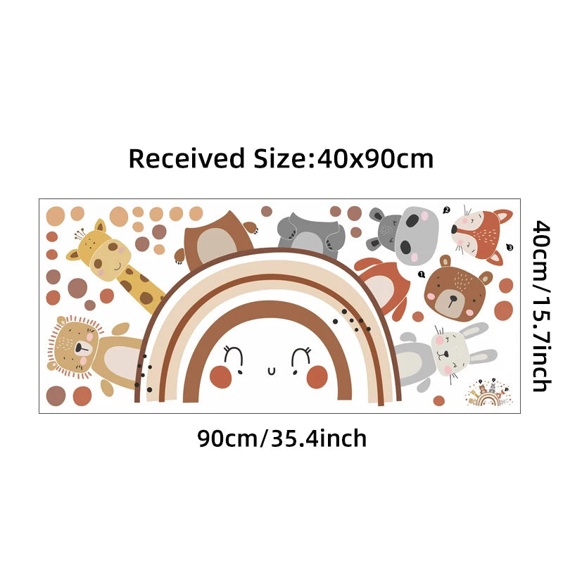 Boho Style Cute Animals Rainbow Lion Fox Bunny Wall Stickers for Kids Room Bedroom Wall Decals Home Decorative Stickers Decor-HomeDecorDecals_com