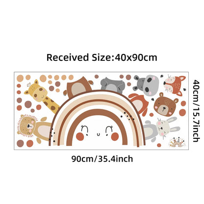 Boho Style Cute Animals Rainbow Lion Fox Bunny Wall Stickers for Kids Room Bedroom Wall Decals Home Decorative Stickers Decor-HomeDecorDecals_com