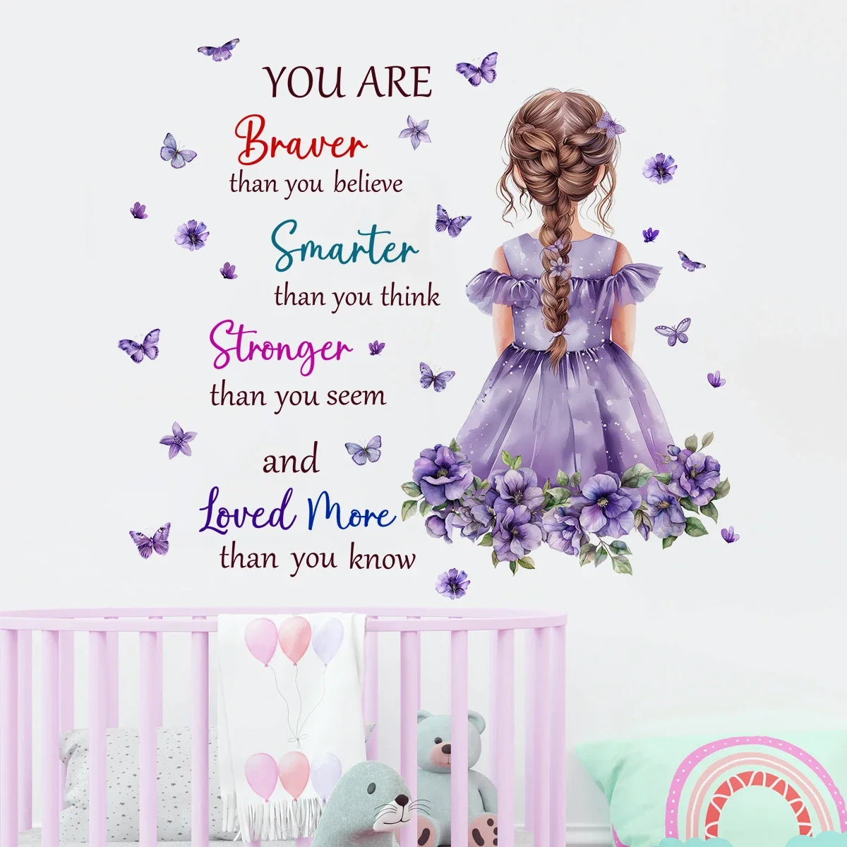 Cartoon Purple Flower Girls Wall Decal-HomeDecorDecals_com