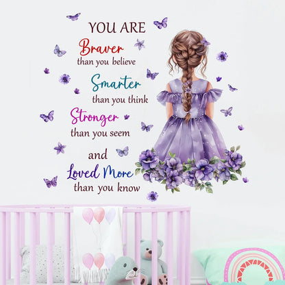Cartoon Purple Flower Girls Wall Decal-HomeDecorDecals_com