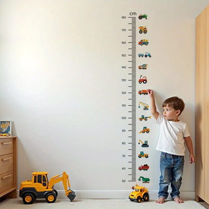 Brup Boy Room Growth Pictorial Wall Stickers-Colorful Construction Vehicle Wall Sticker Easy To Peel And Stick-HomeDecorDecals_com