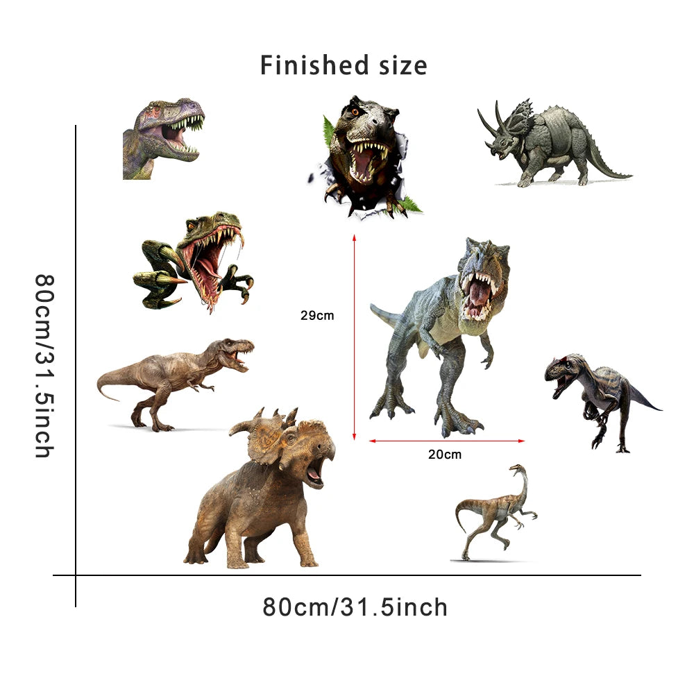 Horrible Dinosaur Wall Stickers for Boy Kids room Decor Tyrannosaurus PVC Tile Decals Removable Door Murals for Home Decoration-HomeDecorDecals_com