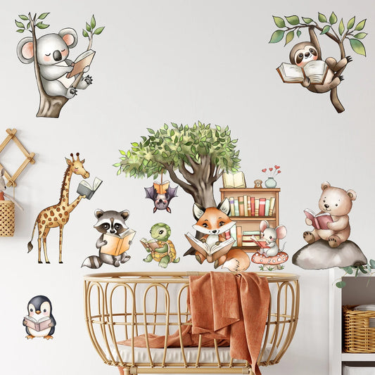 Jungle Animals Under the Forest Wall Decal | Kids Room Decor removable peel and stick wall decal by HomeDecorDecals.