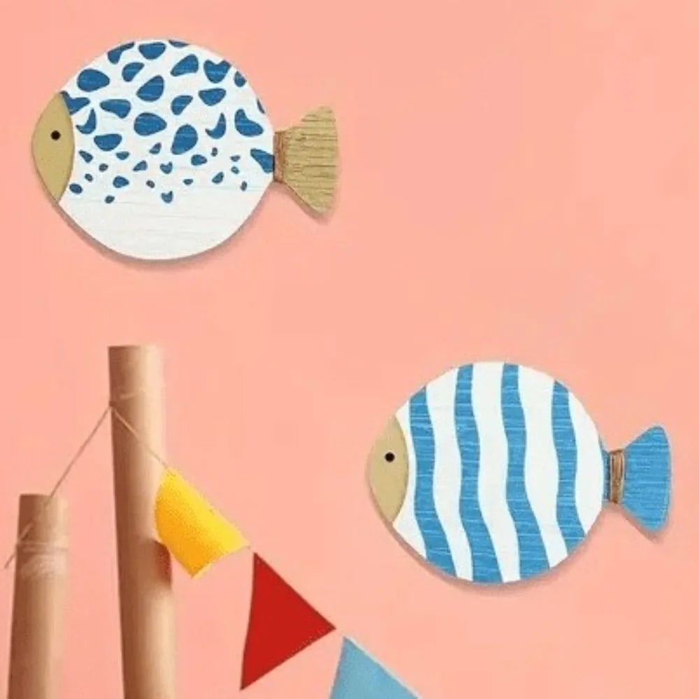 Alternative angle of Wooden Ocean Fish Wall Hanging Ornaments | Home Decor by HomeDecorDecals.