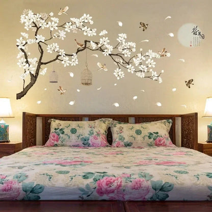 Close-up view of Big Size Tree and Birds Wall Decal | Home Decor by HomeDecorDecals.