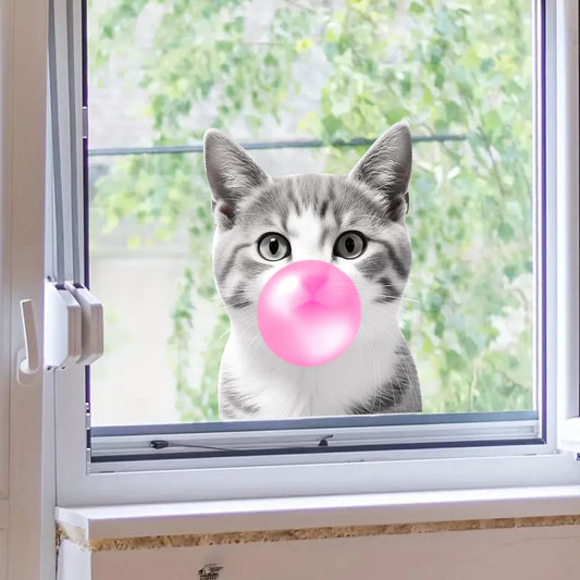 1pcs Watercolor Cute Bubble Cat Pattern Windows Stickers for Kids Room Bedroom Decoration Home Decor Wall Decals Nursery-HomeDecorDecals_com