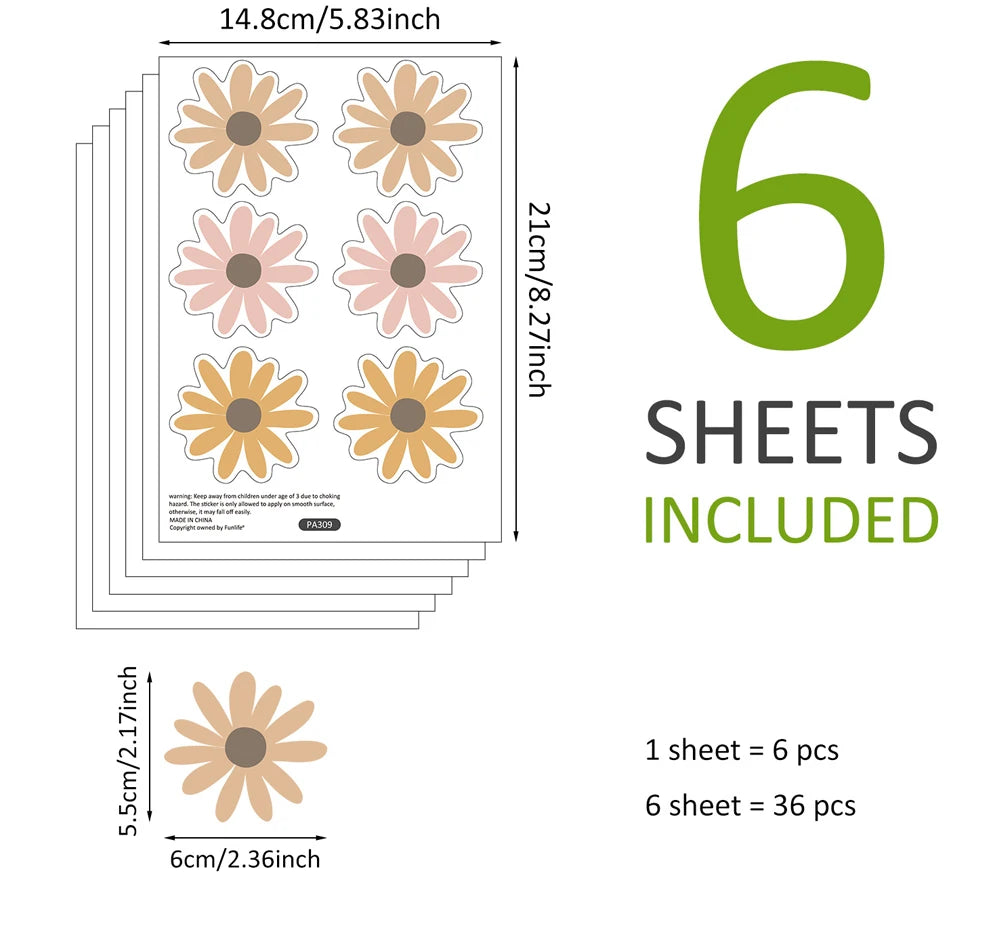Close-up view of Waffle Daisy Flowers Wall Decal | Home Decor by HomeDecorDecals.