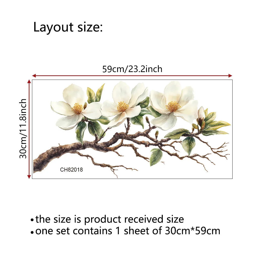 Additional view of Elegant White Magnolia Blossom Wall Decal | Home Decor by HomeDecorDecals.