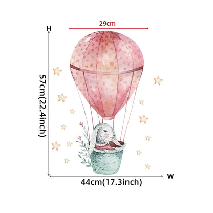 Pink Flower Hot Air Balloon Butterfly Wall Stickers for Kids Room Baby Nursery Wall Decals Bedroom Living Room Home Decor Murals-HomeDecorDecals_com