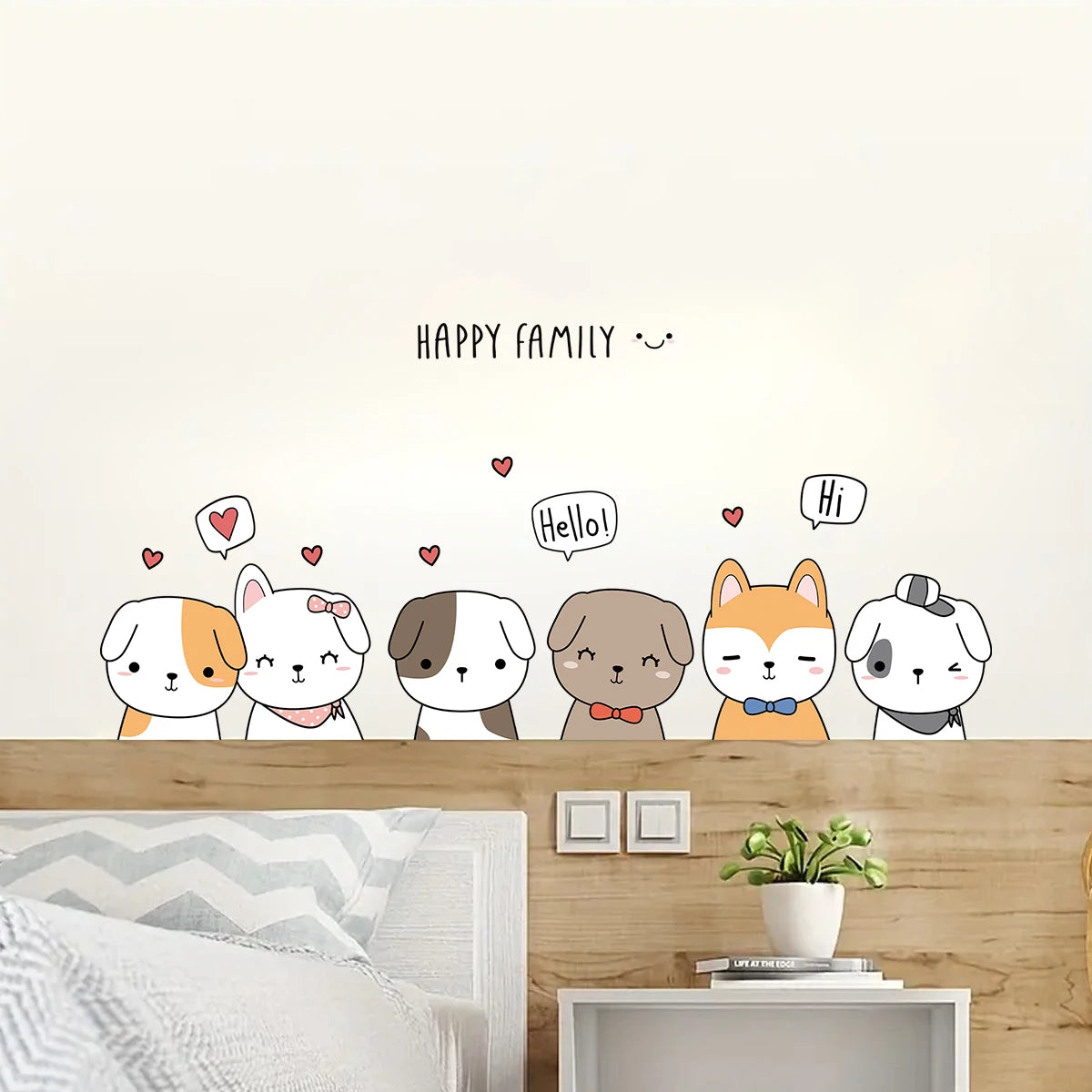 1pcs PVC Removable Cartoon Cute Puppy Greeting Pattern Wall Stickers for Living Room Door Bedroom Decoration Kids Home Decor-HomeDecorDecals_com