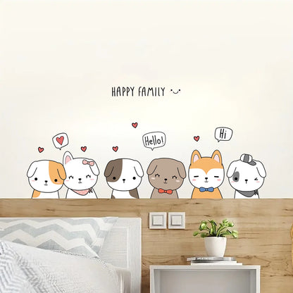 1pcs PVC Removable Cartoon Cute Puppy Greeting Pattern Wall Stickers for Living Room Door Bedroom Decoration Kids Home Decor-HomeDecorDecals_com