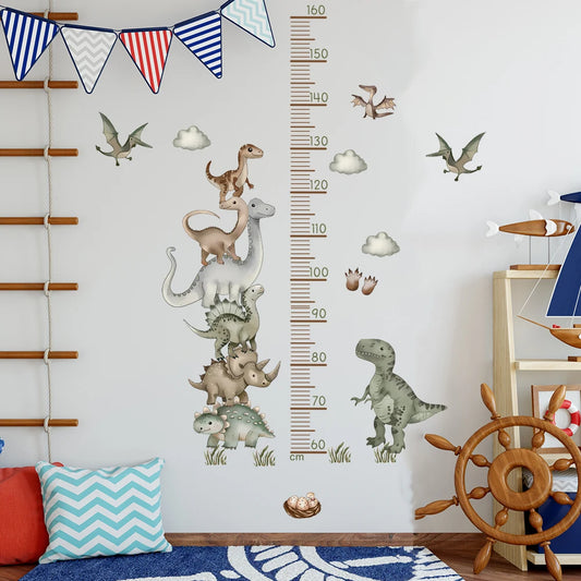 Cartoon Dinosaur Height Stickers Baby Daycare Children's Room Art Stickers Home Decoration-HomeDecorDecals_com