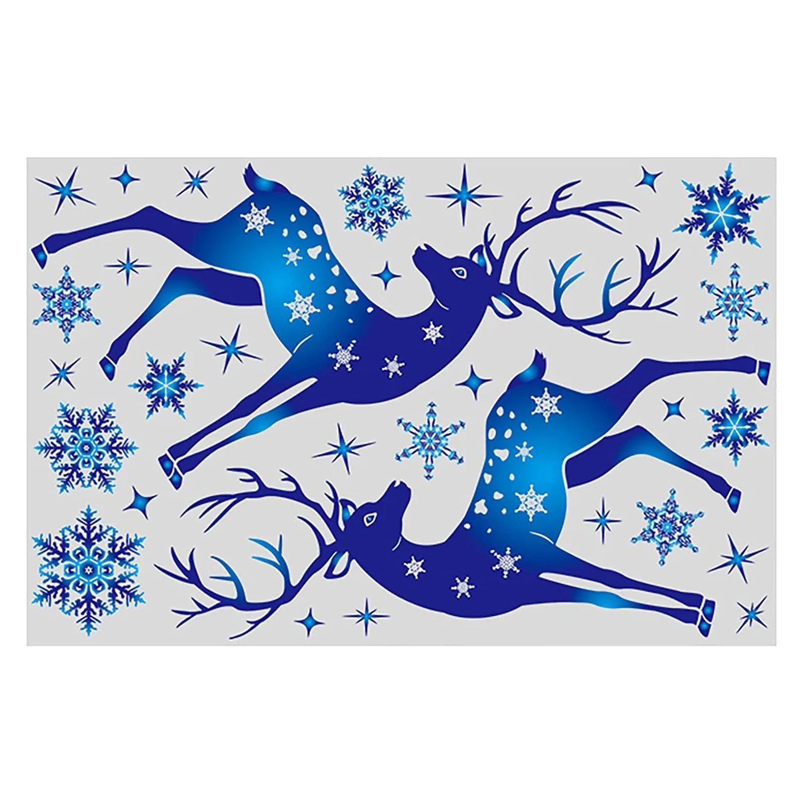 Christmas Window Clings Ornament Snowflake Sticker Glass Window Decoration Sticker Christmas Blue Snowflake Elk Wall Sticker-HomeDecorDecals_com